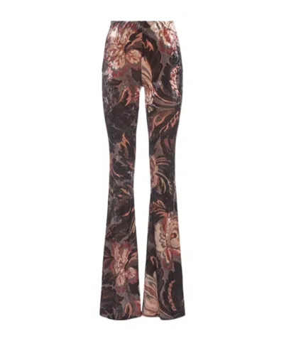 Etro Printed Flared Casual Pants In Burgundy