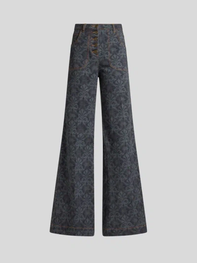 Etro Printed Flared Jeans In Black