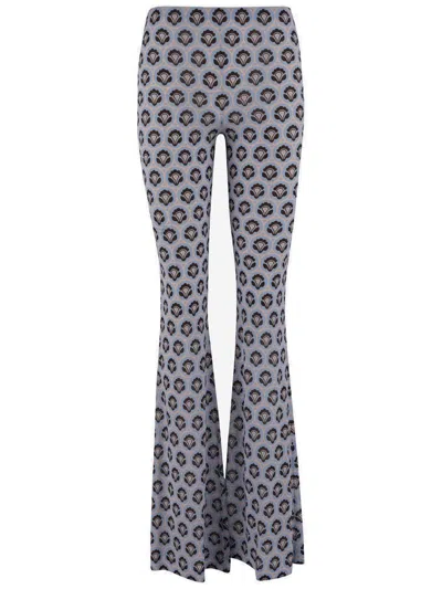 Etro Printed Flared Jersey Trousers In Multi