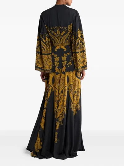 Etro Printed Flared Maxi Dress In Black