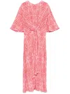 Etro Printed Gathered Midi Dress In Pink
