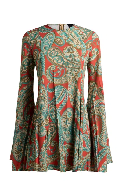 Etro Printed Flared-sleeve Mini Dress In Multi