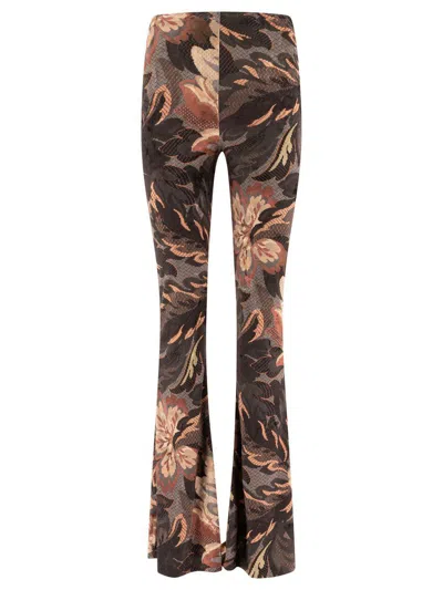 Etro Printed Flared Trousers In Black