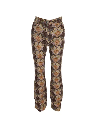 Pre-owned Etro Printed Flared Trousers In Brown