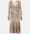 Etro Printed Crossover Front Jersey Dress In Multicolour