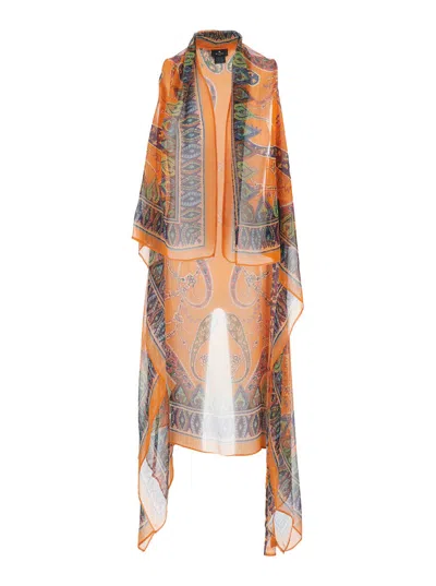 Etro Printed Long Gilet Jacket In Multi