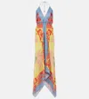 Etro Wallpaper-print Halter High-low Foulard Sundress In Multicoloured