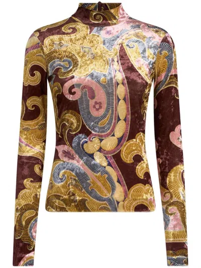 Etro Printed Chenille Top In Multicolor