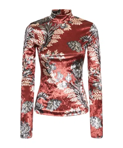 Etro Printed High-neck Top In Brown/multi