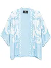 Etro Paisley Print Casual Kimono Top In Blue