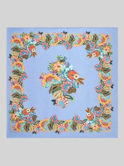 Etro Bandana Bouquet-jacquard Scarf In Light Blue