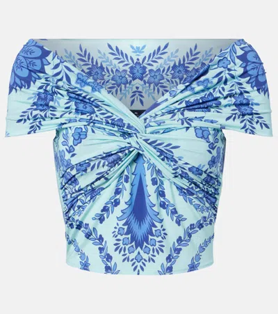Etro Printed Jersey Crop Top In Multi