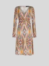 Etro Printed Crossover Front Jersey Dress In Beige