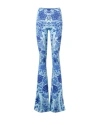 Etro Printed Jersey Flared Leggings In Blue