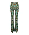 Etro Multicolor Trousers With All-over Paisley Print In Viscose Blend Woman In Green