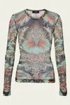 Etro Printed Jersey Top In Green Multi In Multi