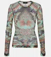 Etro Printed Jersey Top In Green Multi In Multi