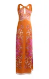Etro Printed Keyhol Maxi Dress In Orange