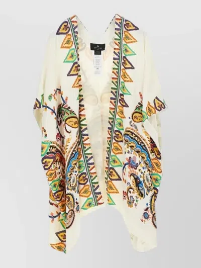 Etro Printed Kimono Jacket Open Front Draped In Multi