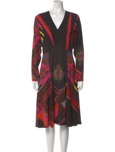 Pre-owned Etro Printed Knee-length Dress In Black