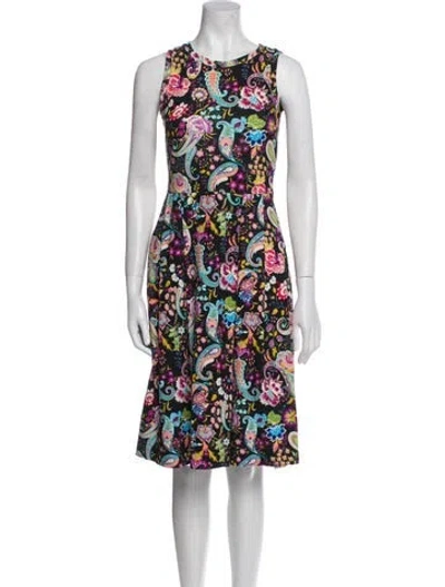 Pre-owned Etro Printed Knee-length Dress In Black