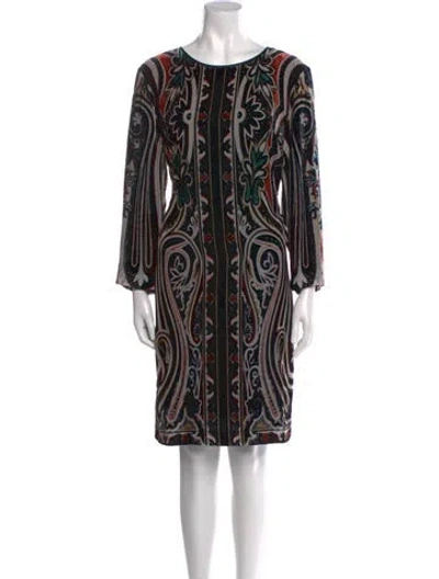 Pre-owned Etro Printed Knee-length Dress In Black