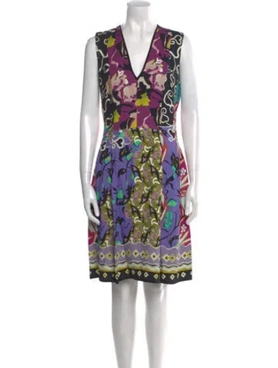 Pre-owned Etro Printed Knee-length Dress In Black
