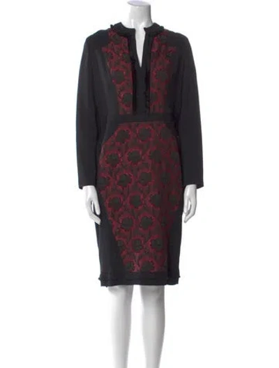 Pre-owned Etro Printed Knee-length Dress In Black
