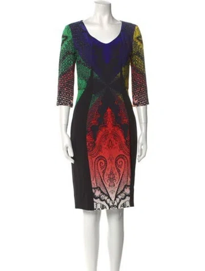 Pre-owned Etro Printed Knee-length Dress In Black