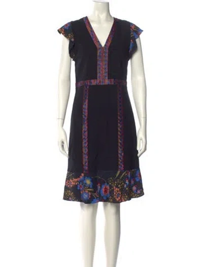 Pre-owned Etro Printed Knee-length Dress In Black