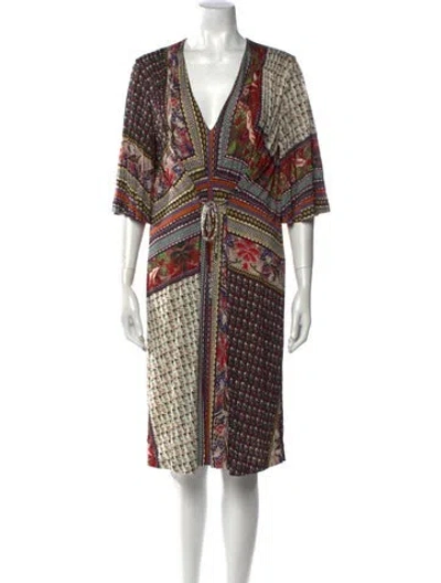 Pre-owned Etro Printed Knee-length Dress In Black
