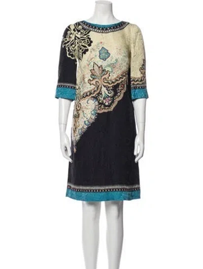 Pre-owned Etro Printed Knee-length Dress In Black