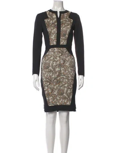 Pre-owned Etro Printed Knee-length Dress In Black