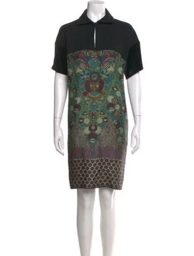 Pre-owned Etro Printed Knee-length Dress In Black