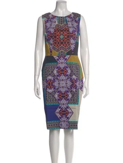 Pre-owned Etro Printed Knee-length Dress In Blue