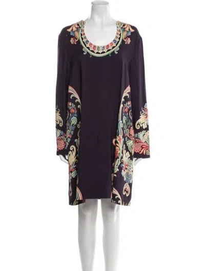 Pre-owned Etro Printed Knee-length Dress In Blue