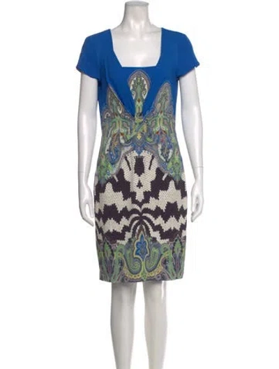Pre-owned Etro Printed Knee-length Dress In Blue