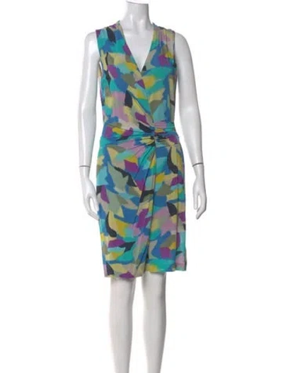 Pre-owned Etro Printed Knee-length Dress In Blue