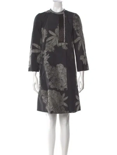 Pre-owned Etro Printed Knee-length Dress In Gray