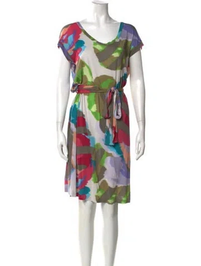 Pre-owned Etro Printed Knee-length Dress In Green