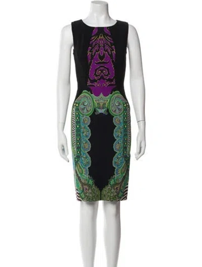 Pre-owned Etro Printed Knee-length Dress In Green