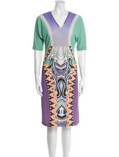 Pre-owned Etro Printed Knee-length Dress In Green