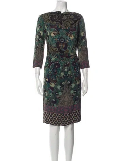 Pre-owned Etro Printed Knee-length Dress In Green