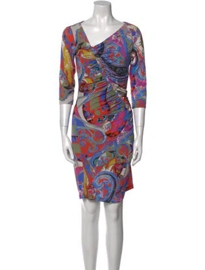 Pre-owned Etro Printed Knee-length Dress In Green