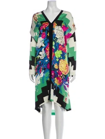 Pre-owned Etro Printed Knee-length Dress In Green