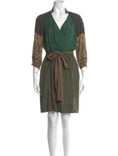 Pre-owned Etro Printed Knee-length Dress In Green