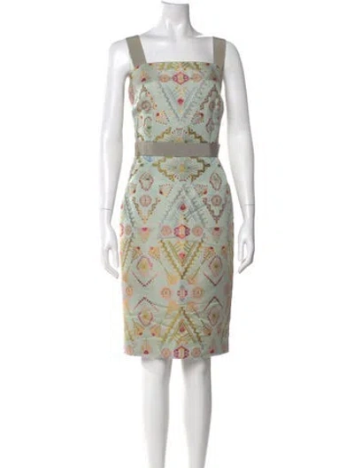 Pre-owned Etro Printed Knee-length Dress In Green
