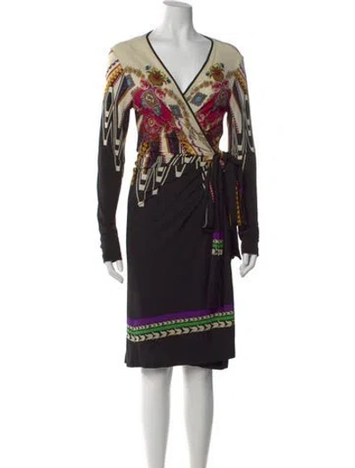 Pre-owned Etro Printed Knee-length Dress In Neutral