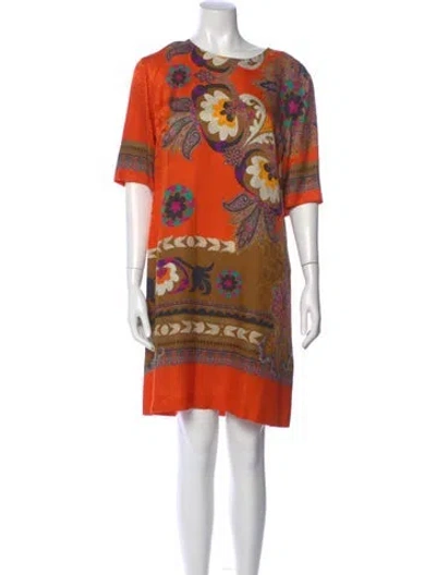 Pre-owned Etro Printed Knee-length Dress In Orange