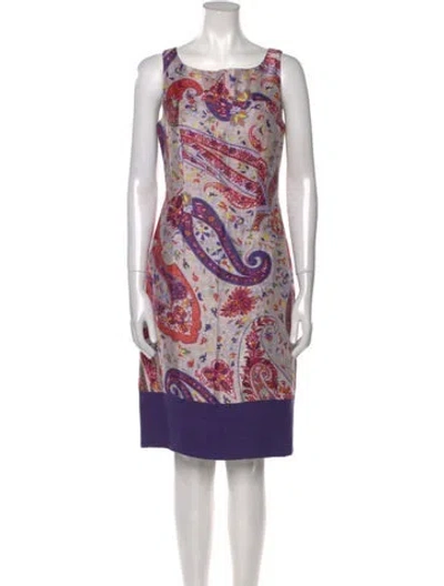Pre-owned Etro Printed Knee-length Dress In Purple